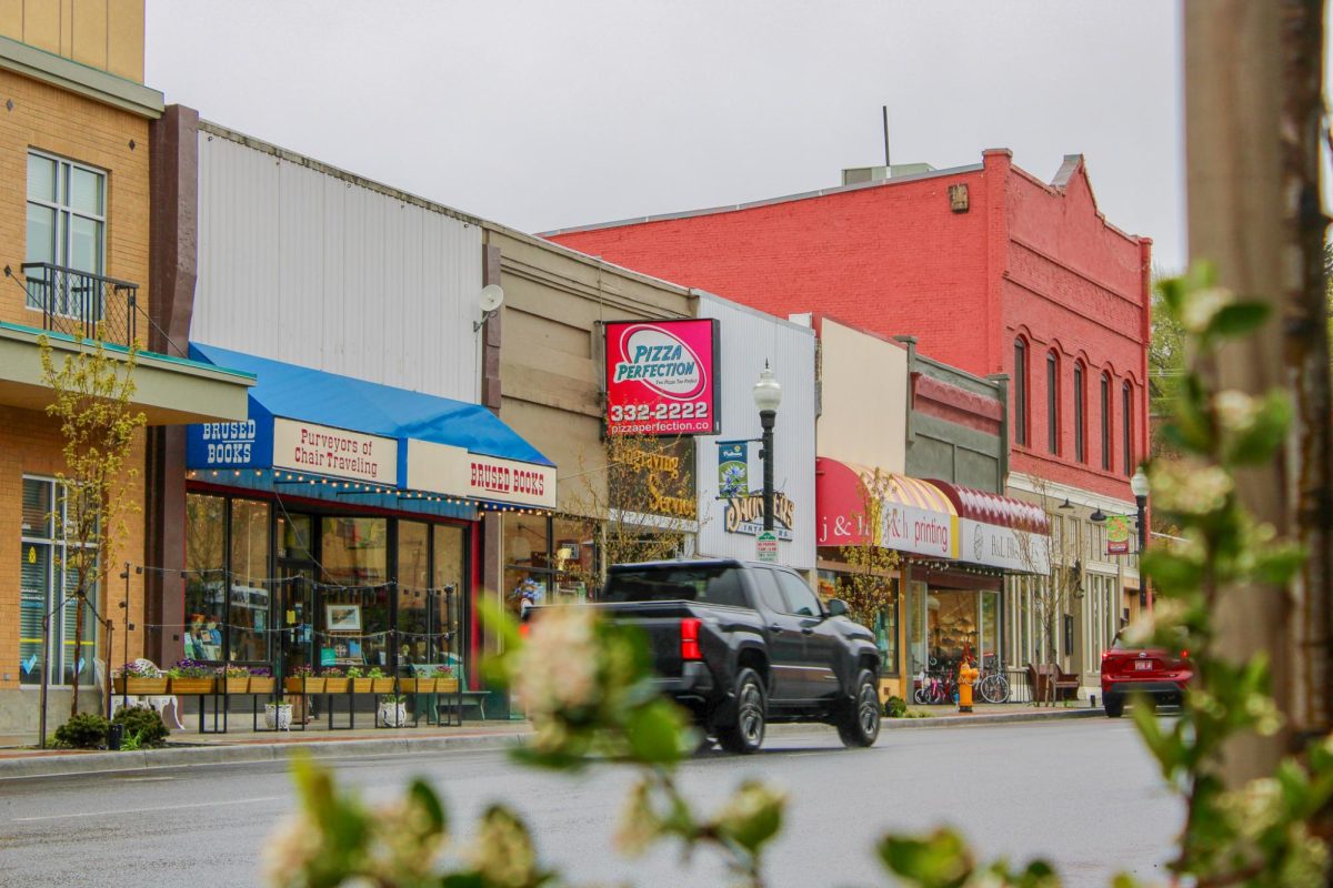 Storefronts on Main Street, April 22, 2026.
