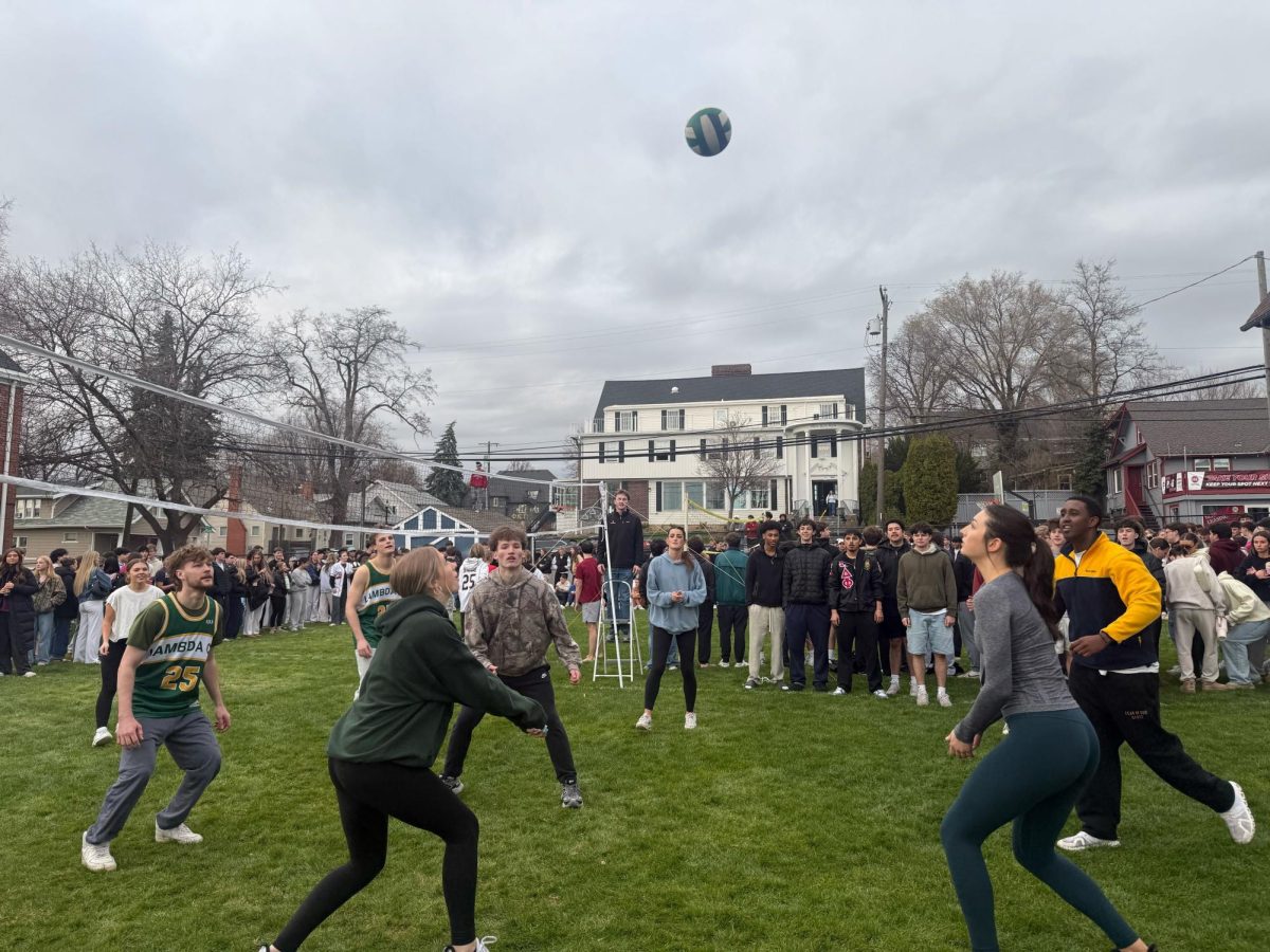 Greek students compete in a volleyball tournament as a part of Greek Week, March 31. 