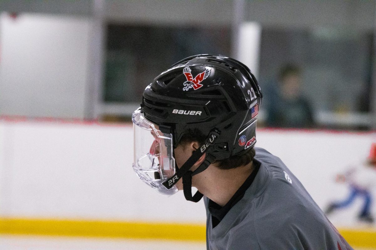 Walker White skating with the Cougs during the WSU hockey 2026 prospect camp. 