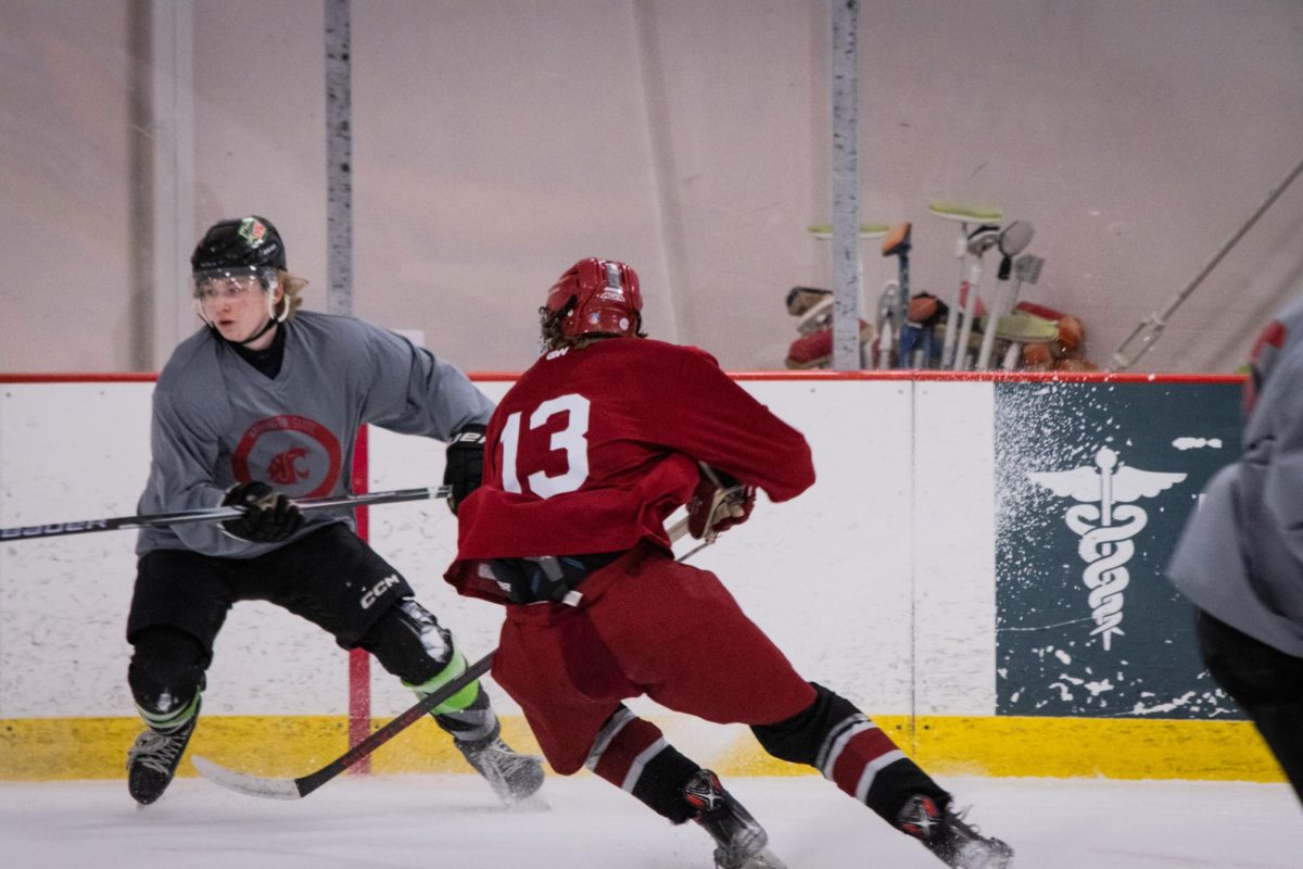 Defenseman Lex Ballard stops on a dime during WSU hockey's prospect camp April 10 and 11, 2026. 