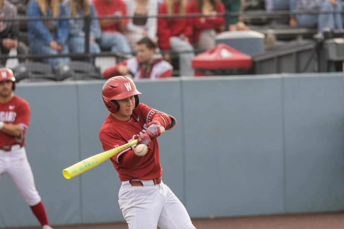 WSU Outfielder Trevor Smith takes a swing against Gonzaga University, April 21, 2026.