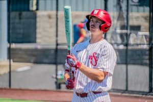 WSU First Baseman Ryan Skjonsby getting ready to bat against Fresno State University baseball, May 3, 2026.

