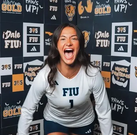 Kambree Rodriguez posing for a picture on media day for the Florida International University volleyball team (Photo from FIU Volleyball Instagram).